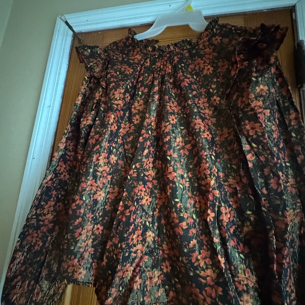 GAP Floral Blouse - Black and Orange